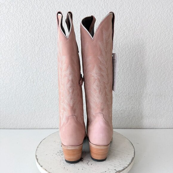 Lane Gallatin Womens Cowboy Boots 6.5 Pink Cowgirl Western Mid Calf Pointed Toe - Picture 3 of 11